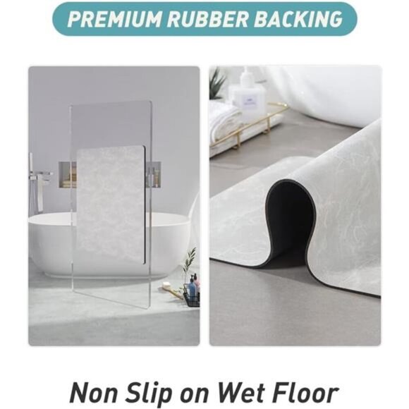 Bath Mat-Bathroom Mat Bathroom Rug Absorbent Stain Resistant-Non Slip Quick Dry - Picture 4 of 7